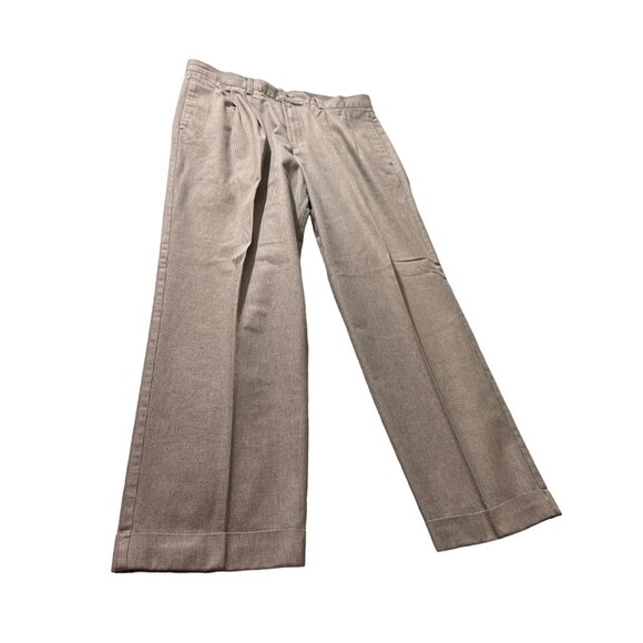 Dockers Mens Pleated Dress Pants W36 L30 Beige Relaxed Fit Wrinkle Free Preppy - Picture 1 of 10